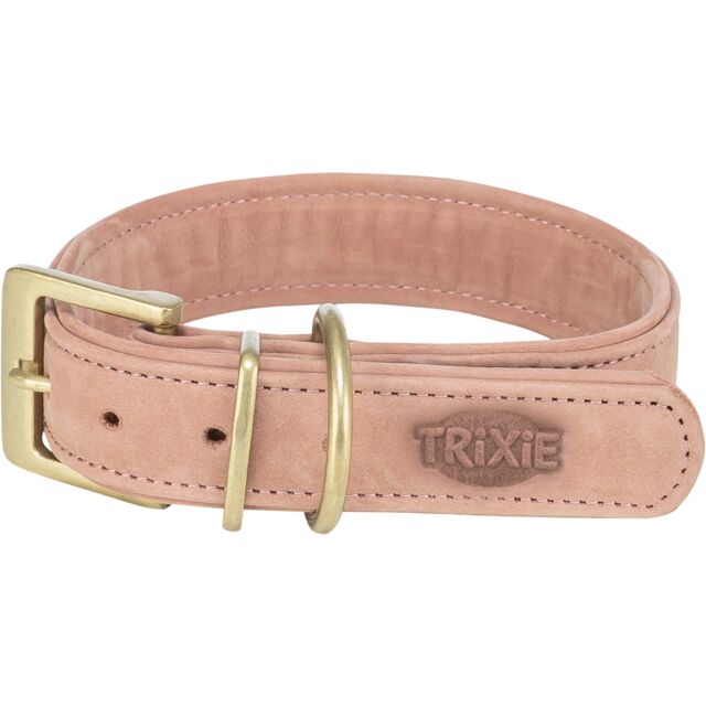 Kožna ogrlica L XL 52 63 cm/40 mm roze