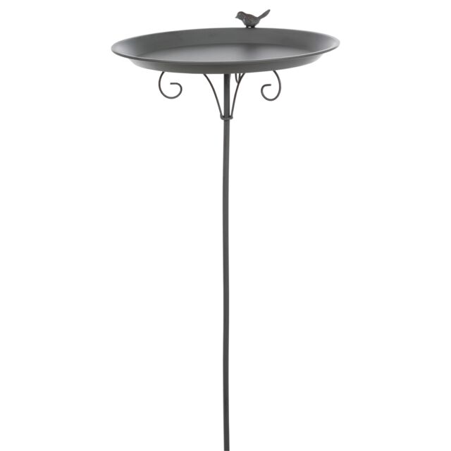 Bazen pojilište za ptice baštensko od metala 1.800ml/35cm sivo
